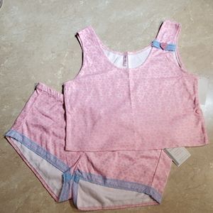 Lorrie Dee Pink Heart Flannel Sleep Top & Shorts L